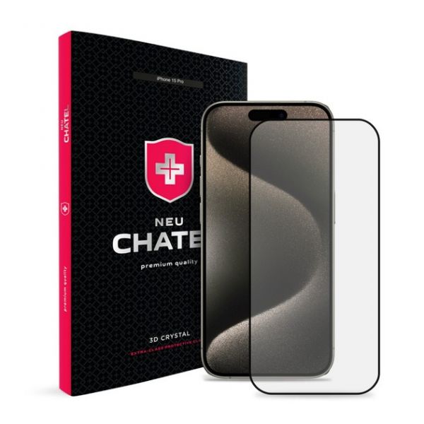 Стекло +NEU Chatel Corning Gorilla Glass Anti-Static with Mesh for iPhone 15 Pro Front Black