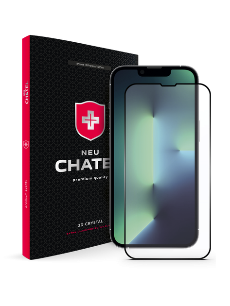 Стекло +NEU Chatel Corning Gorilla Glass with mesh for iPhone 13 Pro Max/ 14 Plus Front Black