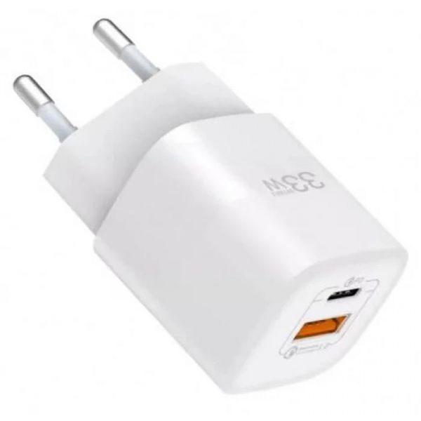 Мережевий зарядний пристрій WIWU Wall Charge Type C + USB 33W, White (RY-U33)