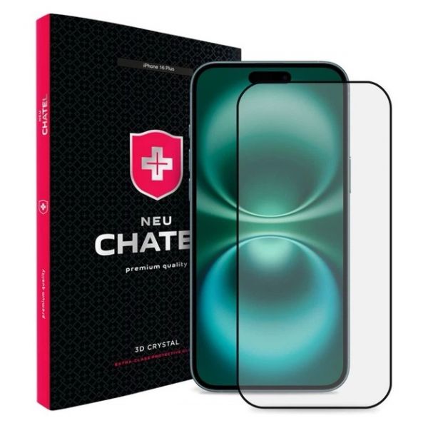 Стекло +NEU Chatel Corning Gorilla Glass Anti-Static with Mesh for iPhone 16 Plus Front Black