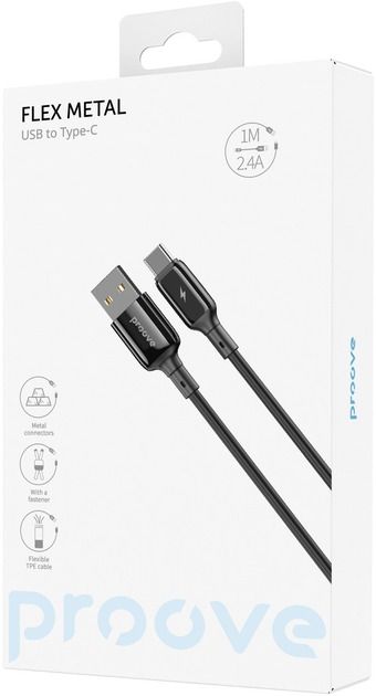 Кабель Proove Flex Metal Type-C 2.4A (1m) (black)