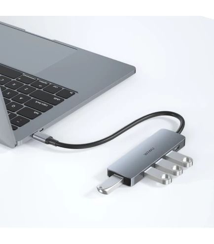 USB-хаб WIWU Alpha 541ВС USB3.0*1+USB2.0*3+PD*1  Gray