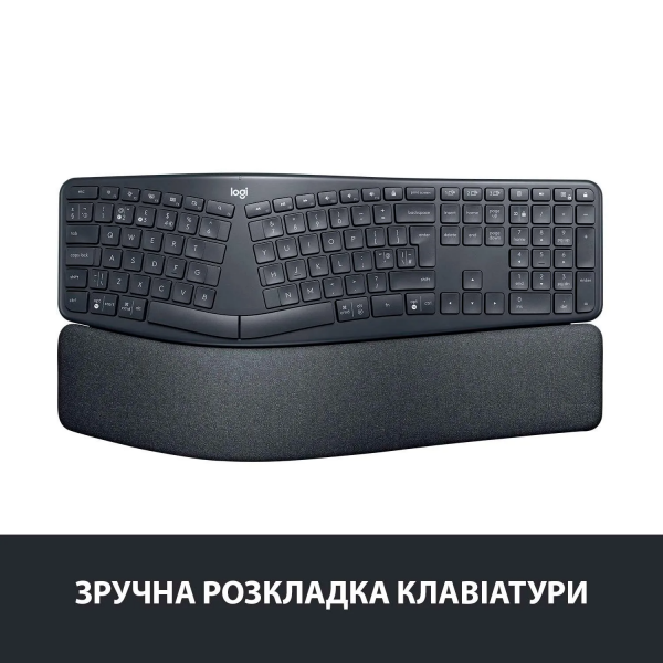 Клавіатура Logitech ERGO K860 Bluetooth/Wireless UA Black (920-010108, 920-010352)