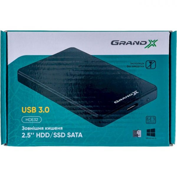 Зовнішня кишеня Grand-X для підключення SATA HDD 2.5", USB 3.0 (HDE32)