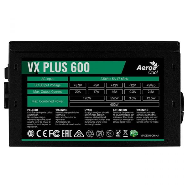 Блок живлення AeroCool VX Plus 600 (ACPN-VS60NEY.11) 600W