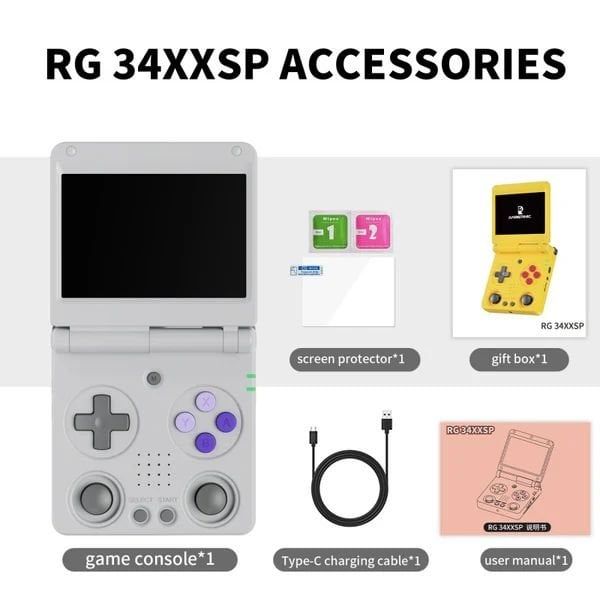 Портативная игровая приставка Anbernic RG 34XXSP 64GB Yellow Anbernic RG 34XXSP 64GB Gray