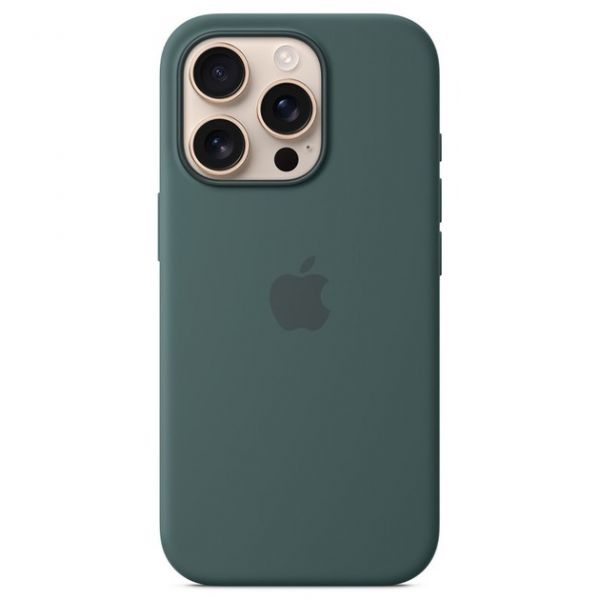 Чохол Silicone Case with Button, Animation & MagSafe iPhone 16 Pro (1:1 original), Lake Green