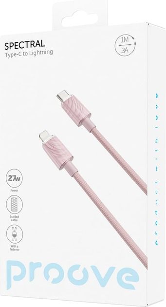 Кабель Proove Spectral Type-C to Lightning 27W (1m) (pink)