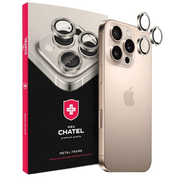 Линза на камеру  +NEU Chatel Metal Frame Lens Protector Glass for iPhone 16 Pro/16 Pro Max Gold