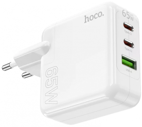 Зарядний пристрій Hoco C115A Header PD65W three-port (2C1A) charger (EU) White Зарядний пристрій Hoco C115A Header PD65W three-port (2C1A) charger (EU) White