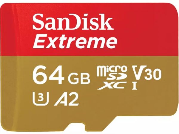 Карта пам'яті SanDisk 64 GB microSDXC UHS-I U3 V30 A2 Extreme (SDSQXAH-064G-GN6MA)