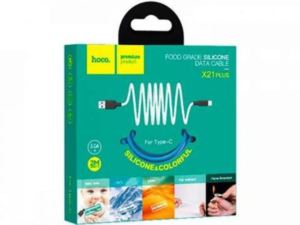 Кабель Hoco X21 Plus Silicone charging cable for Type-C 2m Black & White