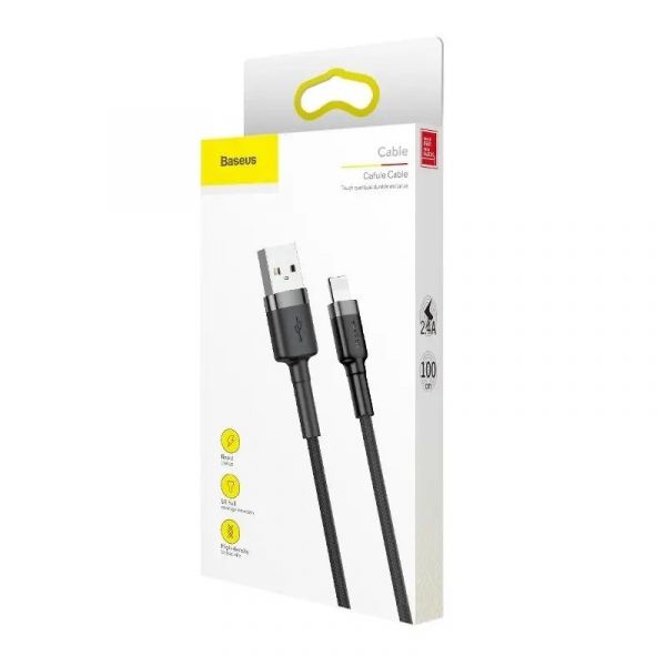 Кабель Baseus cafule Cable USB For lightning 1.5A 2M Gray + Black