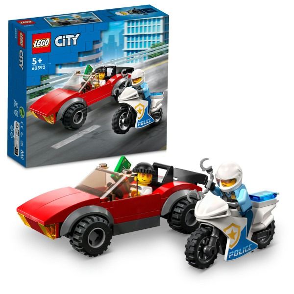 Блоковий конструктор LEGO City Переслідування автомобіля на поліцейському мотоциклі (60392)