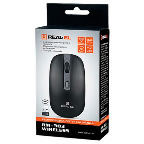 Миша бездротова REAL-EL RM-303 Black/Grey USB