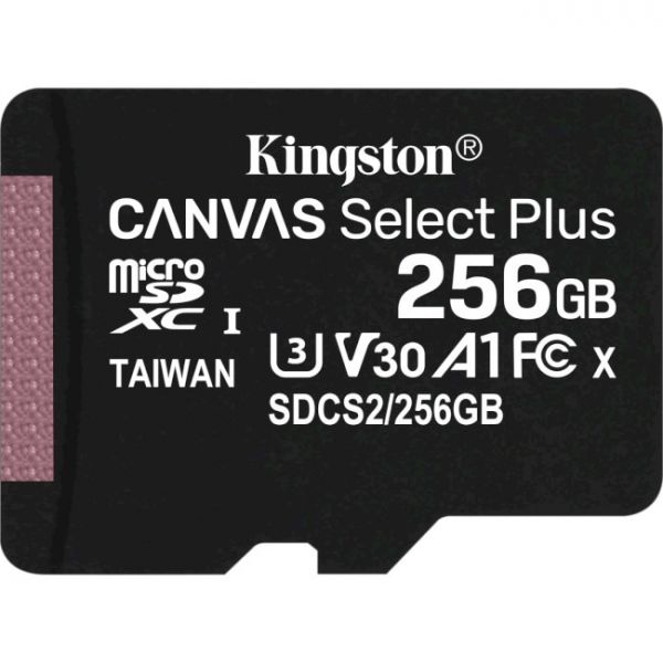 Карта пам'яті Kingston 256 GB microSDXC Class 10 UHS-I U3 Canvas Select Plus (SDCS2/256GBSP)