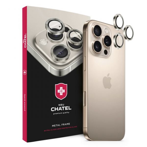 Линза на камеру +NEU Chatel Metal Frame Lens Protector Glass for iPhone 17 Pro/17 Pro Max Natural