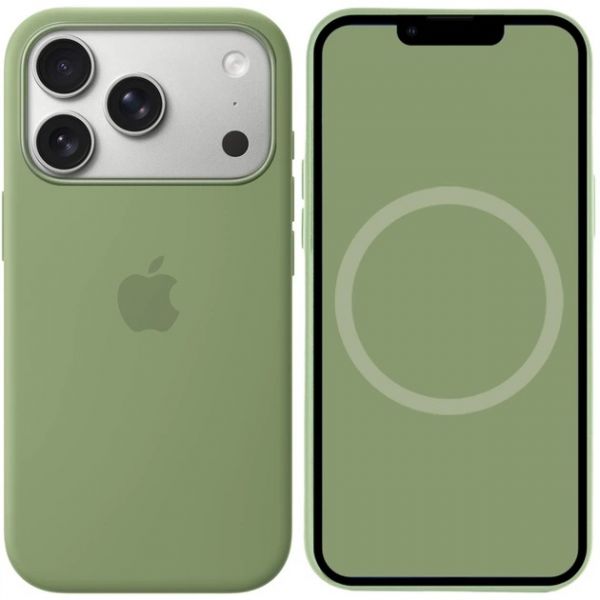 Silicone Case with Button, Animation & MagSafe iPhone 17 Pro Max (1:1 original), Light Moss