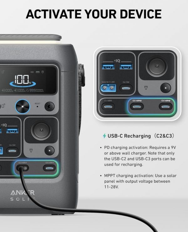 Зарядна станція Anker SOLIX C300 DC (A17260Z1)