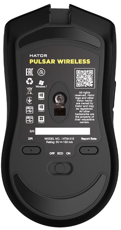 Миша Hator Pulsar Wireless Black (HTM-315)