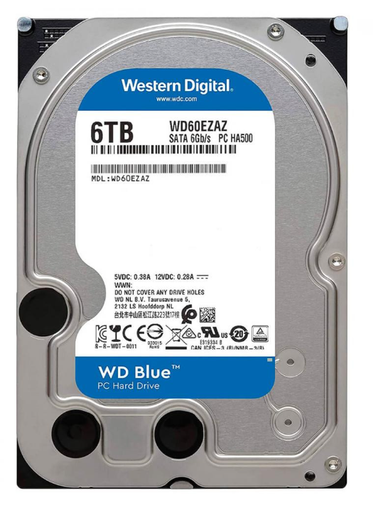 Накопичувач HDD SATA 6.0TB WD Blue 5400rpm 256MB (WD60EZAZ)