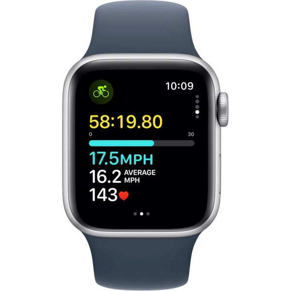 Apple Watch SE 2 GPS 40mm Silver Aluminium Case with Storm Blue Sport Band M/L (MRE23)