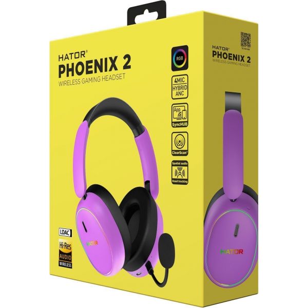 Ігрова гарнітура HATOR PHOENIX 2 Hi-Res (ESH42) wireless cyber violet