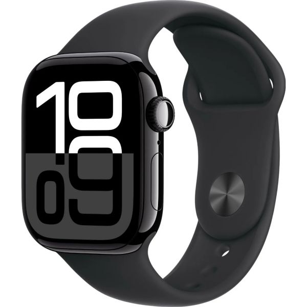 Apple Watch Series 10 GPS 42mm Jet Black Aluminum Case with Black Sport Band S/M MWWE3