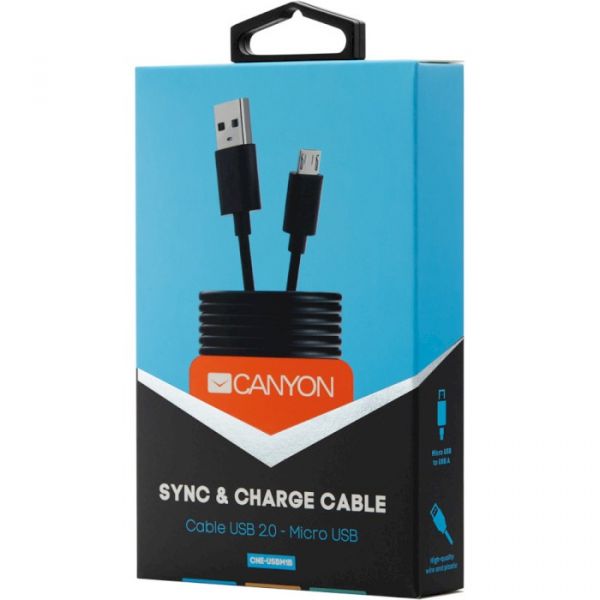 Кабель Micro USB Canyon Micro USB – USB 2.0 UM-1 (CNE-USBM1B)