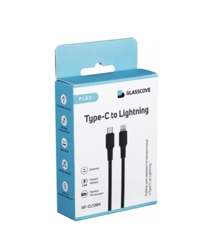 Кабель Glasscove FLEX Type-C - Lightning 30w 1m (GF-CL13BK) Black