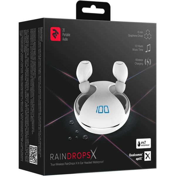 Навушники 2E RainDrops Х True Wireless Waterproof Mic (White)