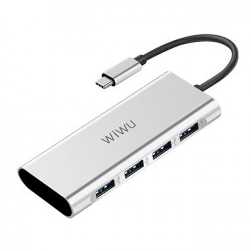USB-хаб WIWU Alpha 440 Type-c hub 4*USB 3.0, LED Gray