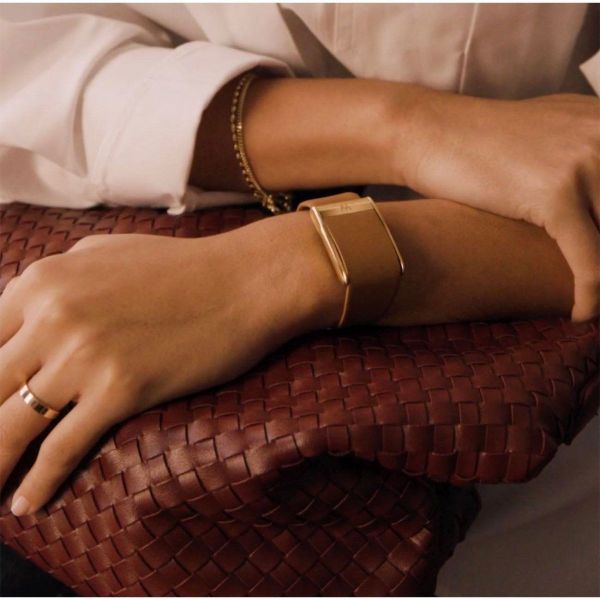 WHOOP 5.0 MG Life LeatherLuxe Tapered Band | Camel with Gold - Size S (+12 мес. подп.)