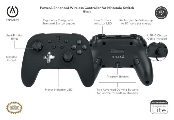 Геймпад PowerA Enhanced Nintendo Switch Controller Wireless Black