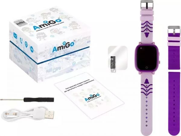 Дитячий смарт-годинник AmiGo GO005 4G WIFI Thermometer Purple