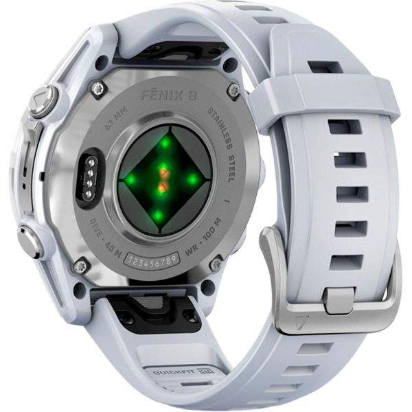 Смарт-годинник Garmin Fenix 8 43mm AMOLED Silver with Whitestone Silicone Band (010-02903-00)