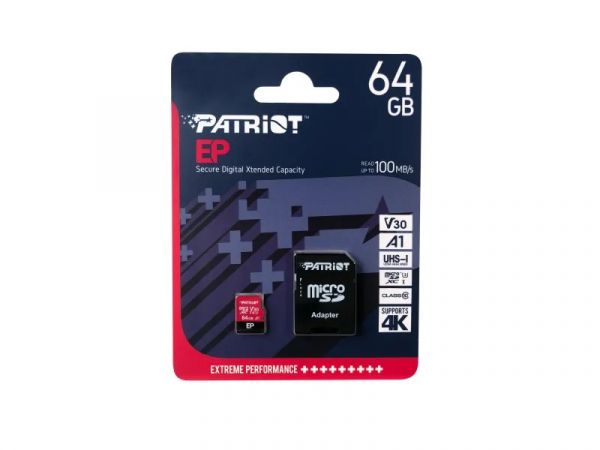 Карта пам'яті micro SDXC 64GB Patriot UHS-I U3 EP (PEF64GEP31MCX)