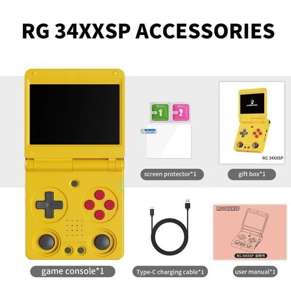 Портативная игровая приставка Anbernic RG 34XXSP 64GB Yellow