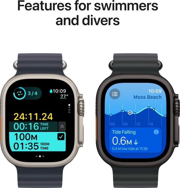 Apple Watch Ultra 2 GPS + Cellular 49mm Black Titan. Case w. Dark Green Alpine Loop - Medium (MX4R3)
