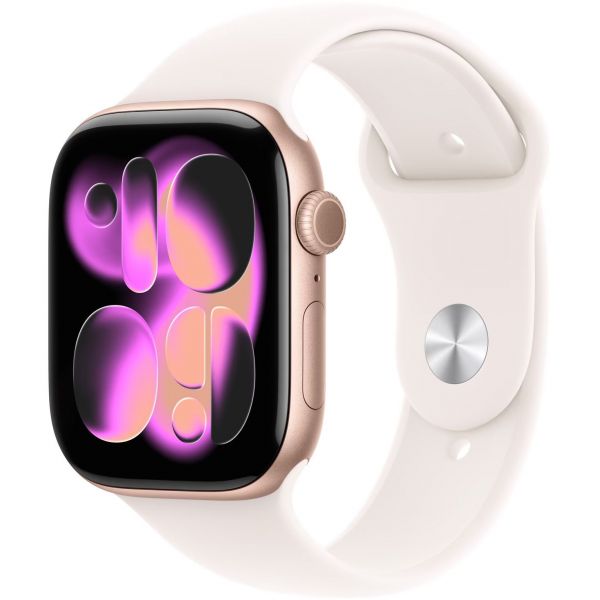 Apple Watch Series 11 GPS 42mm Rose Gold Aluminium Case with Light Blush Sport Band S/M MEU04