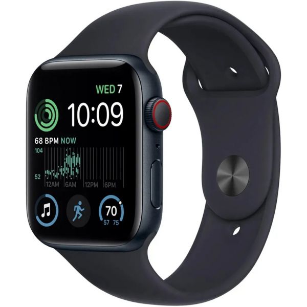 Apple Watch SE 2 GPS 44mm Midnight Aluminum Case w. Midnight S. Band - S/M (MNTF3)