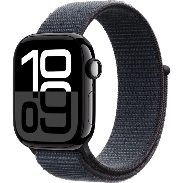 Apple Watch Series 10 GPS 42mm Jet Black Aluminum Case with Ink Sport Loop MWWG3