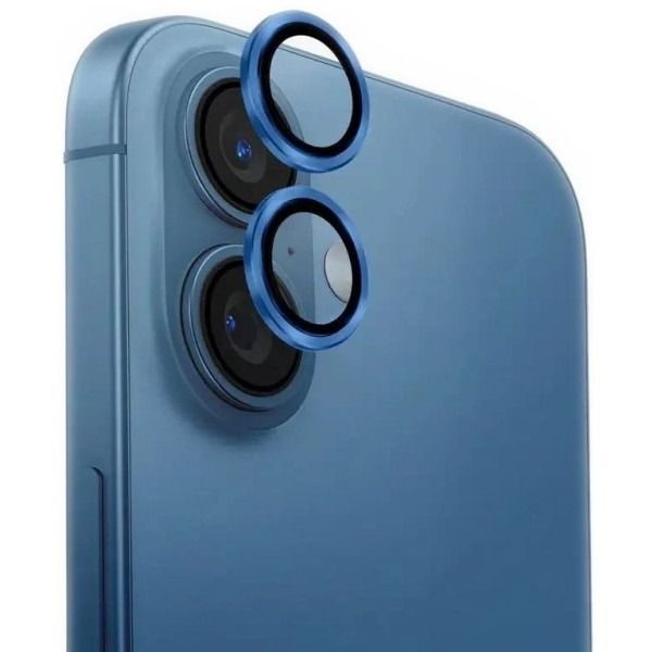 Линза на камеру  +NEU Chatel Metal Frame Lens Protector Glass for iPhone 16 /16 Plus Blue