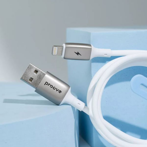 Кабель Proove Flex Metal USB to Lightning 2.4A (1m) (white)