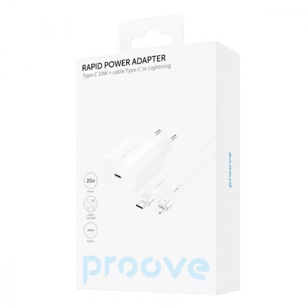 МЗП Proove Rapid 20W (Type-C) + Кабель Type-C to Type-C (white)