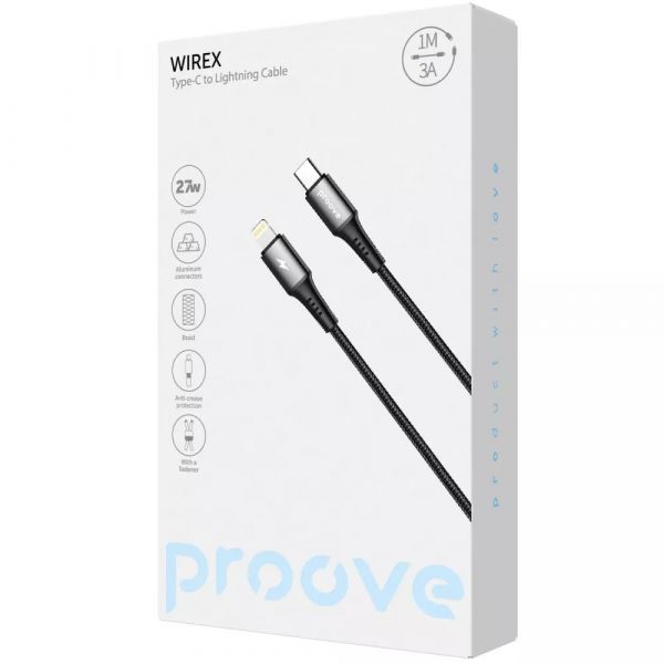 Кабель Proove WireX Type-C to Lightning 27W (1m) (black)