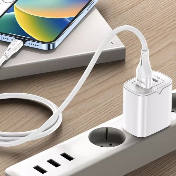 Кабель Proove Soft Silicone Type-C to Lightning 2.4A (1m) (white)