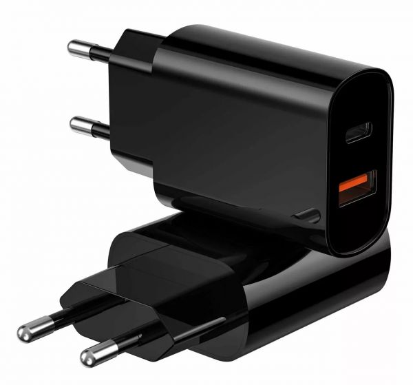 Мережевий зарядний пристрій WIWU Wi-U002 QC Adapter PD+QC+Cable：Type-C to USB. Black