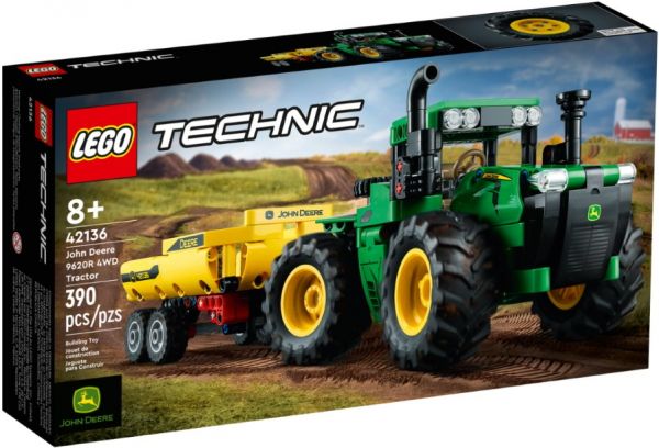 Блоковий конструктор LEGO Technic John Deere 9620R 4WD Tractor 390 деталей (42136)
