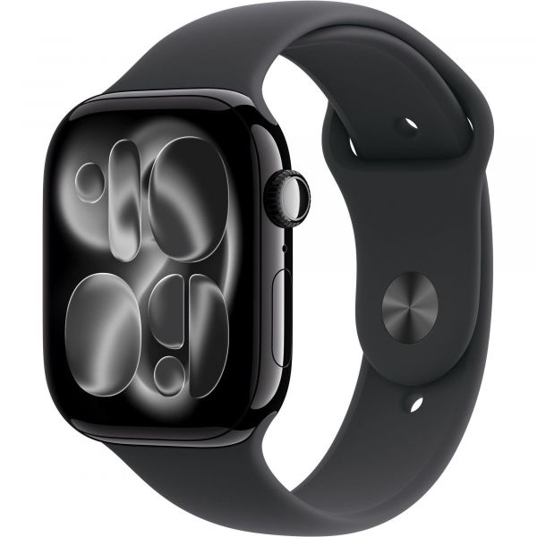 Apple Watch Series 11 GPS 42mm Jet Black Aluminium Case with Black Sport Band S/M MEQT4